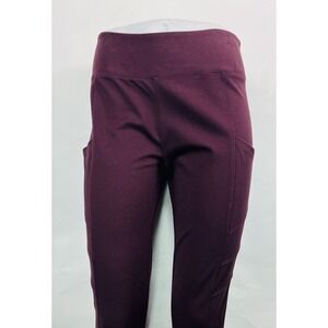 Woman's Mudd FLX Ponte Burgundy Leggings Size L Elastic Waist Pockets EUC‎